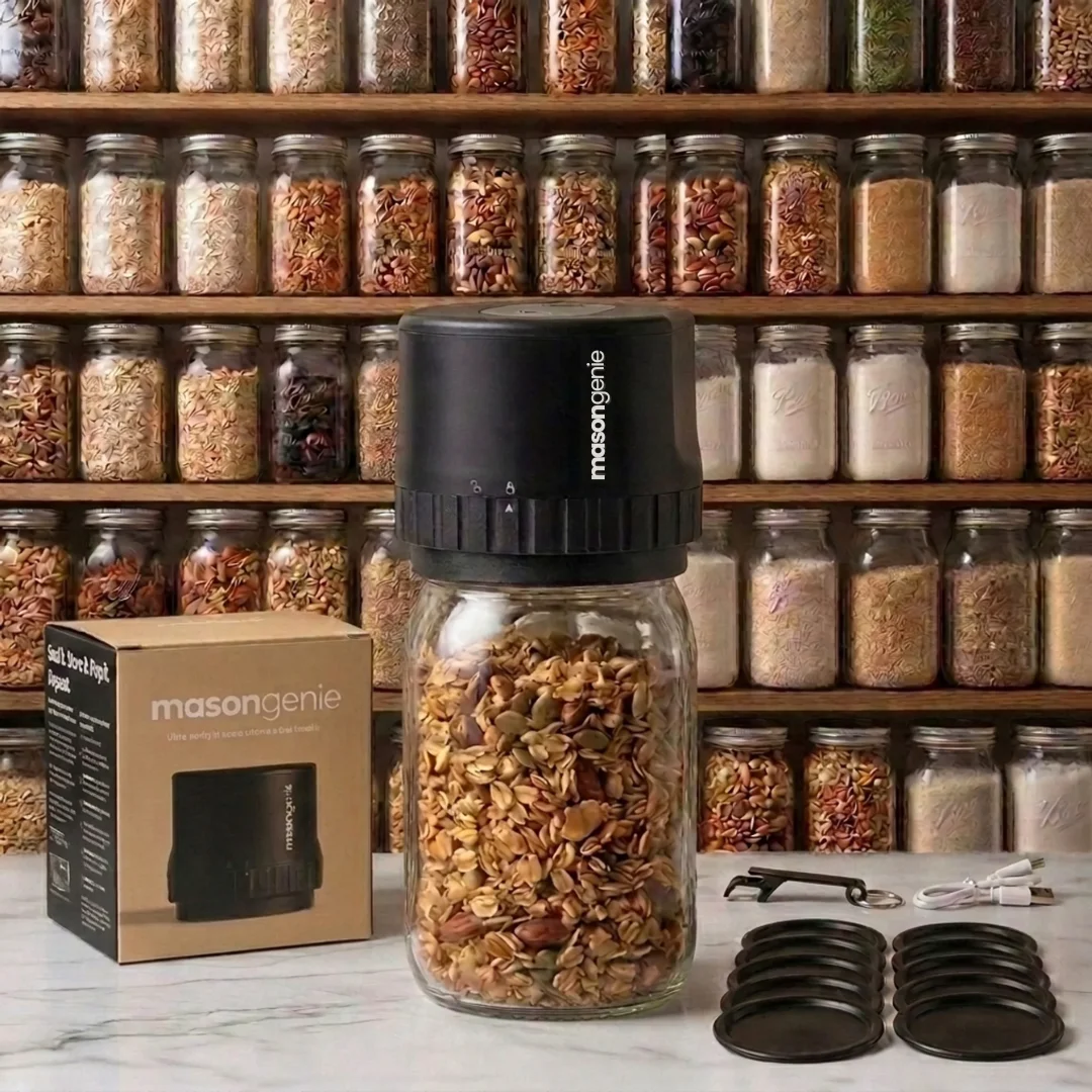 Mason Genie jar sealer kit on white