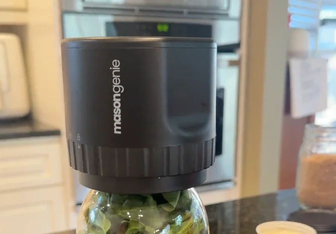 Close-up of the lid pulled down tight after sealing